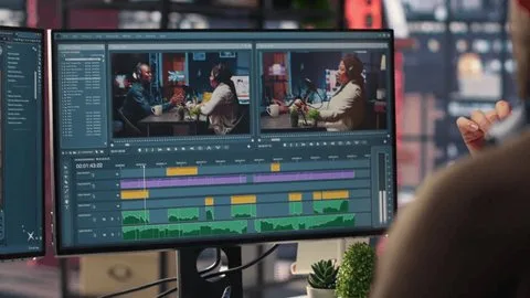 美女网站18视频编辑团队工作场景素材